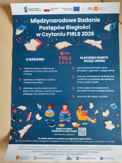  Międzynarodowe Badanie Postępów Biegłości w Czytaniu PIRLS w JEDYNCE